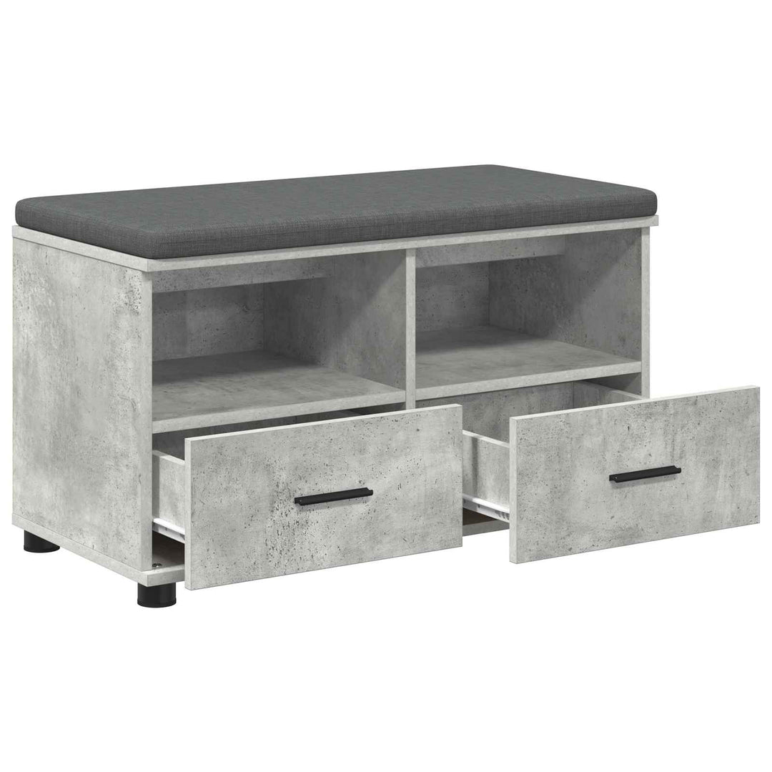 Hallbænk med pude BetonGrå 80 x 38 x 46 cm Kunstigt træ og stof