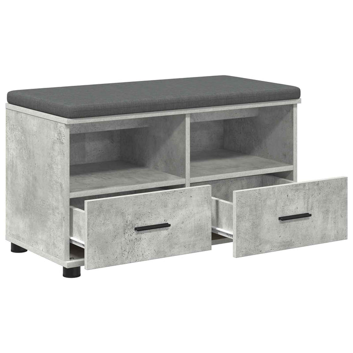 Hallbænk med pude BetonGrå 80 x 38 x 46 cm Kunstigt træ og stof