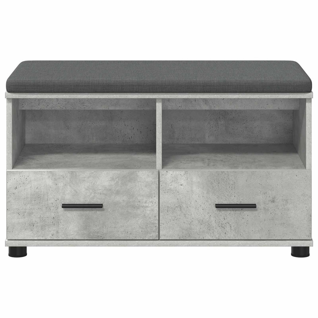 Hallbænk med pude BetonGrå 80 x 38 x 46 cm Kunstigt træ og stof