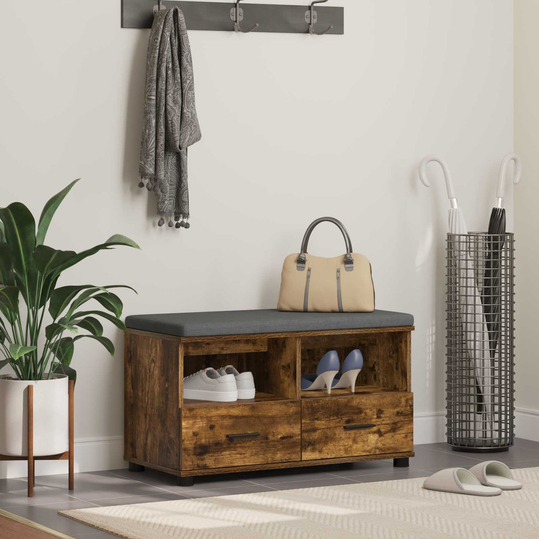 Hallbænk Røget Eg 80 x 38 x 46 cm Kunstigt træ og stof