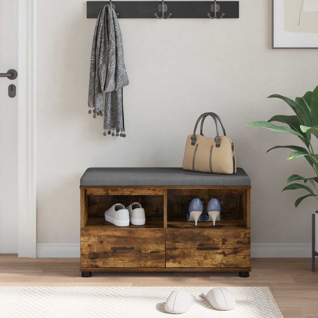 Hallbænk Røget Eg 80 x 38 x 46 cm Kunstigt træ og stof