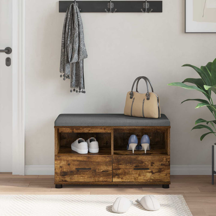 Hallbænk Røget Eg 80 x 38 x 46 cm Kunstigt træ og stof