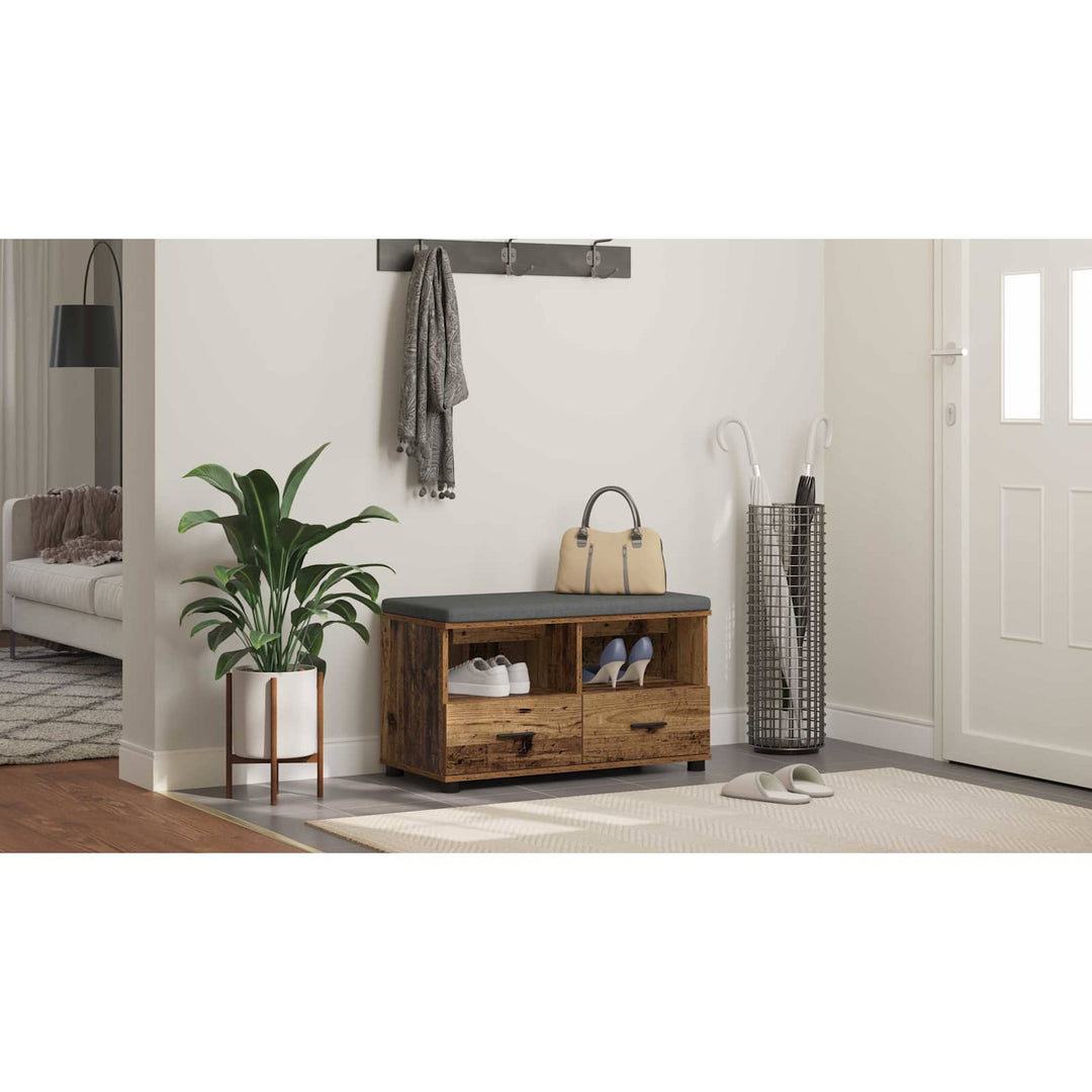 Hallbænk Gammelt træ 80 x 38 x 46 cm Kunstigt træ og stof