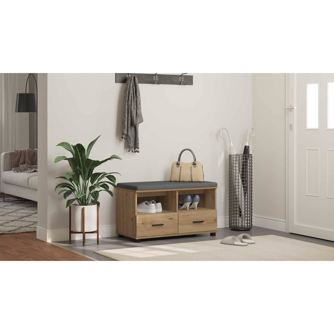 Hallbænk Artisan Eg 80 x 38 x 46 cm Kunstigt træ og stof