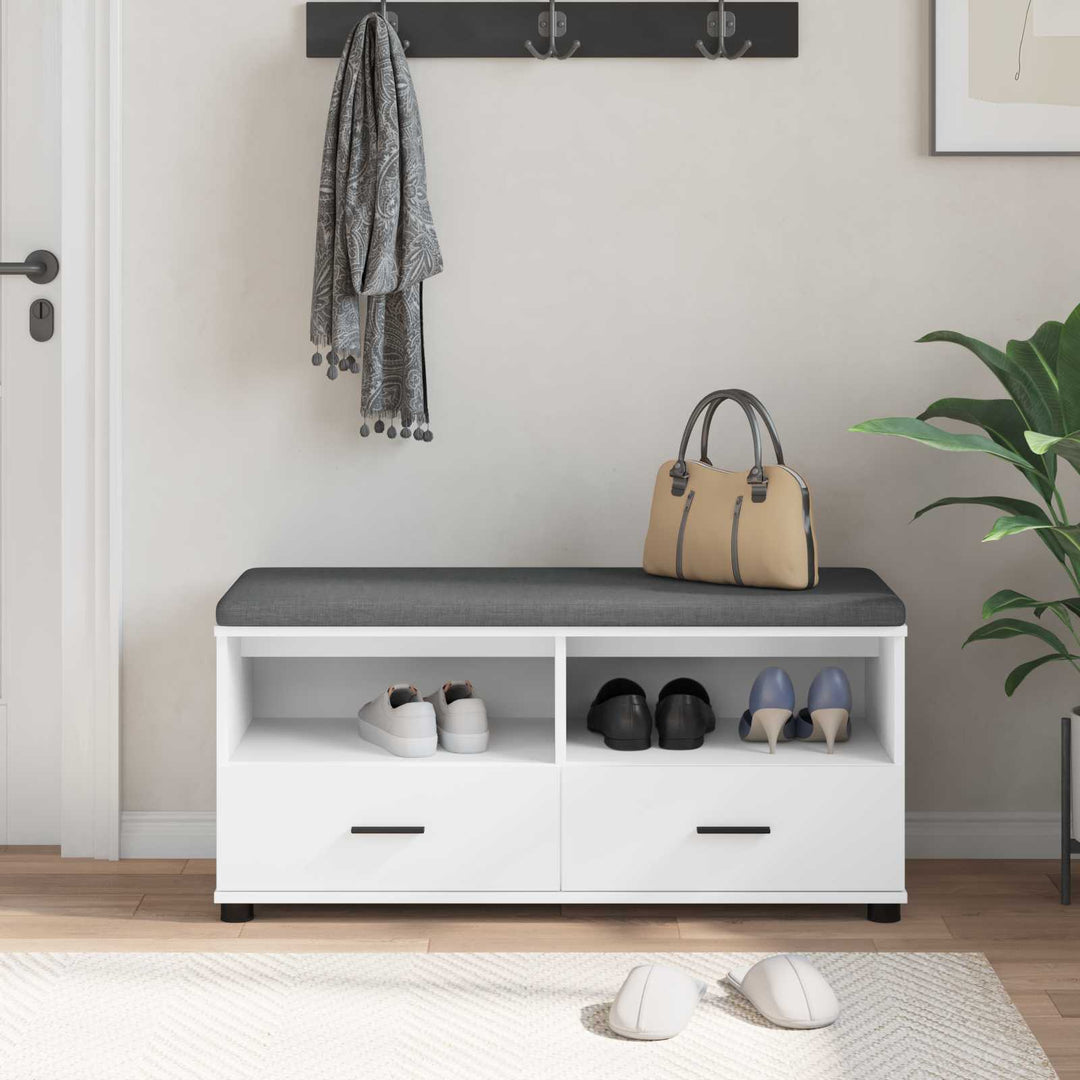 Hallbænk med pude Hvid 100 x 38 x 46 cm Kunstigt træ og stof