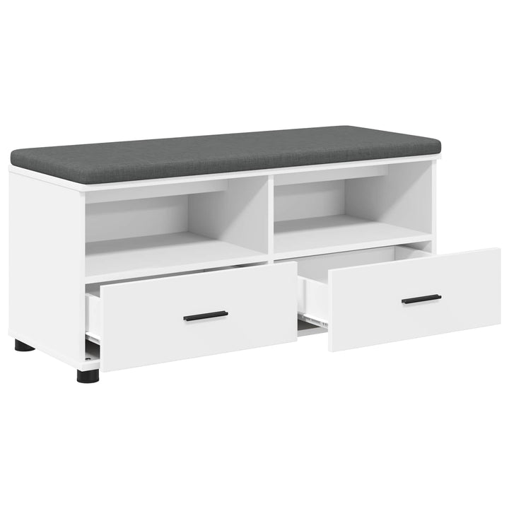 Hallbænk med pude Hvid 100 x 38 x 46 cm Kunstigt træ og stof