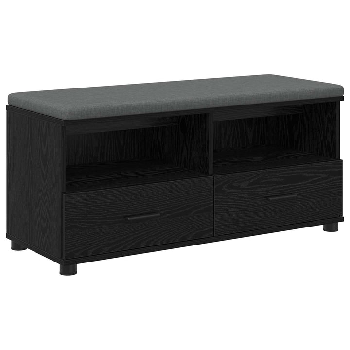 Hallbænk med pude Sort Eg 100 x 38 x 46 cm Kunstigt træ og stof