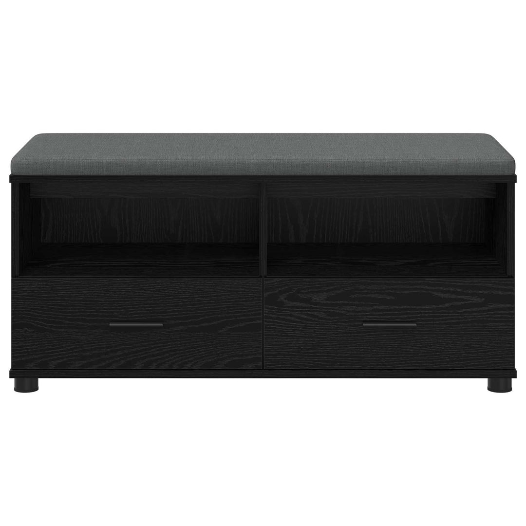 Hallbænk med pude Sort Eg 100 x 38 x 46 cm Kunstigt træ og stof