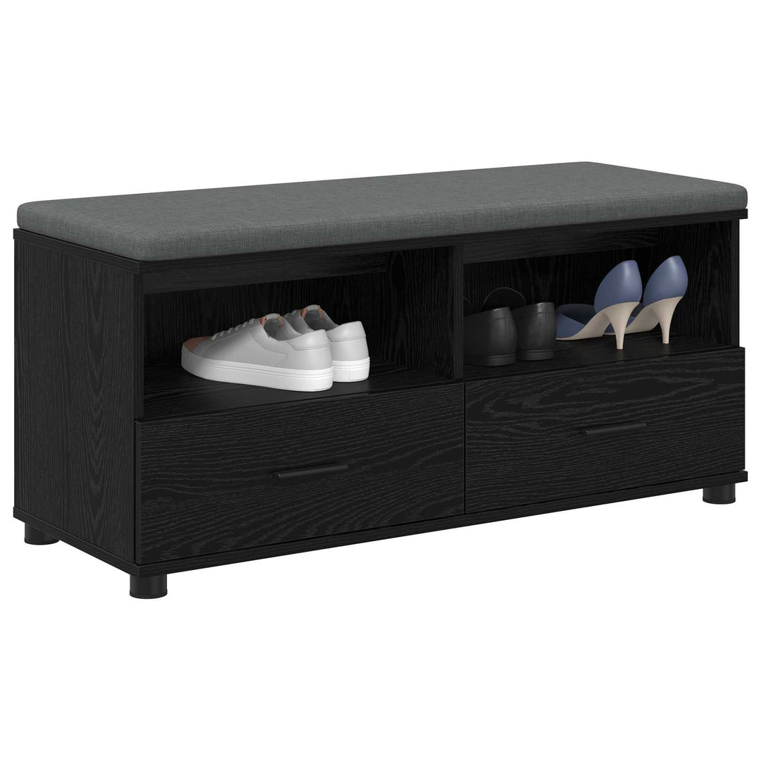 Hallbænk med pude Sort Eg 100 x 38 x 46 cm Kunstigt træ og stof