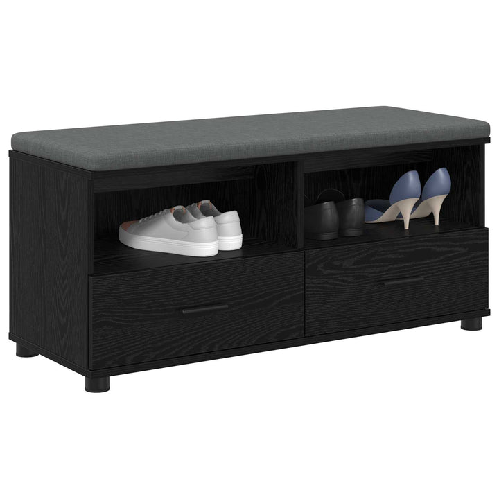 Hallbænk med pude Sort Eg 100 x 38 x 46 cm Kunstigt træ og stof
