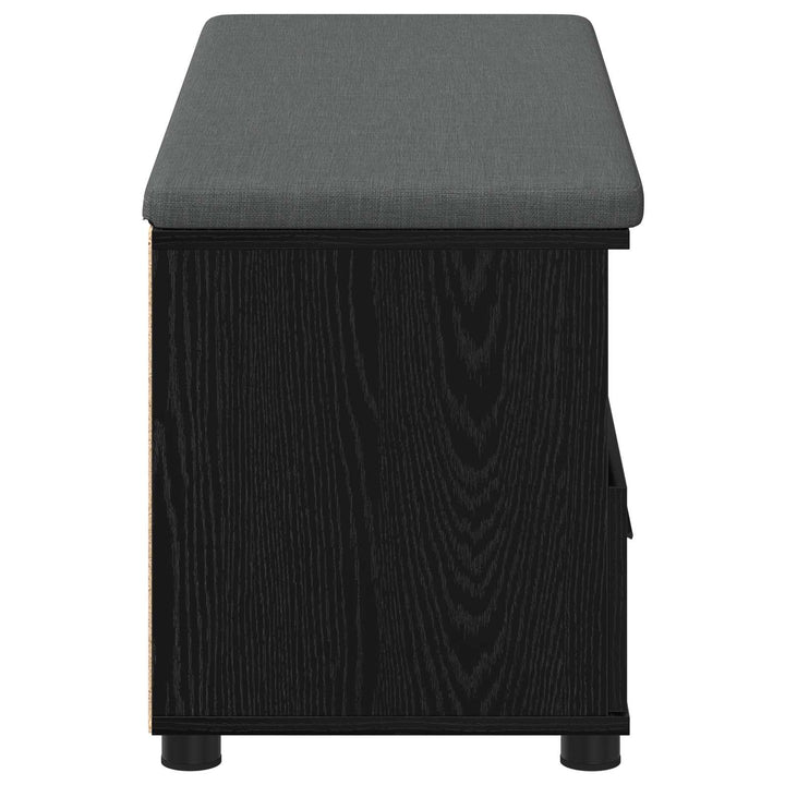 Hallbænk med pude Sort Eg 100 x 38 x 46 cm Kunstigt træ og stof