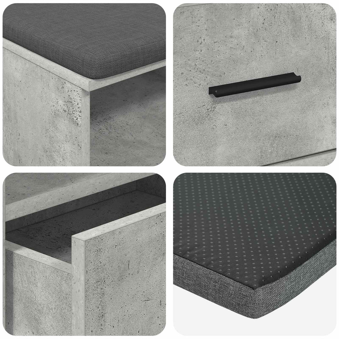 Hallbænk BetonGrå 100 x 38 x 46 cm Kunstigt træ og stof