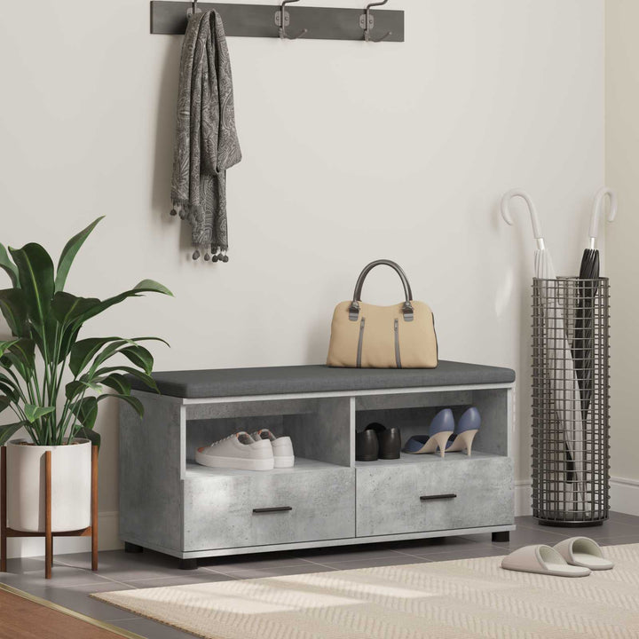 Hallbænk BetonGrå 100 x 38 x 46 cm Kunstigt træ og stof