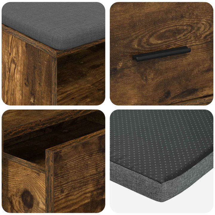 Hallbænk Røget Eg 100 x 38 x 46 cm Kunstigt træ og stof