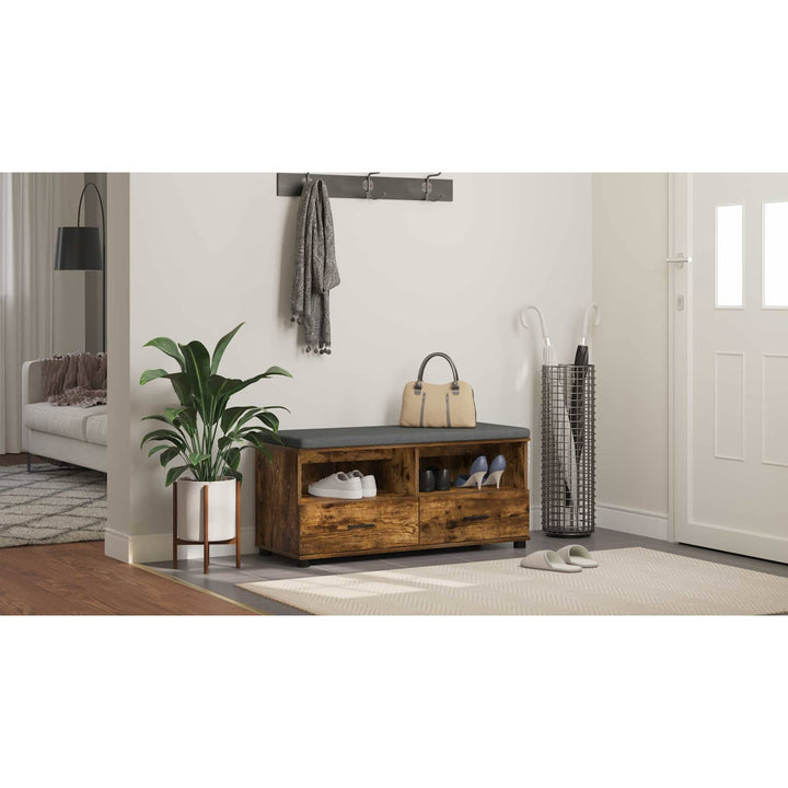 Hallbænk Røget Eg 100 x 38 x 46 cm Kunstigt træ og stof