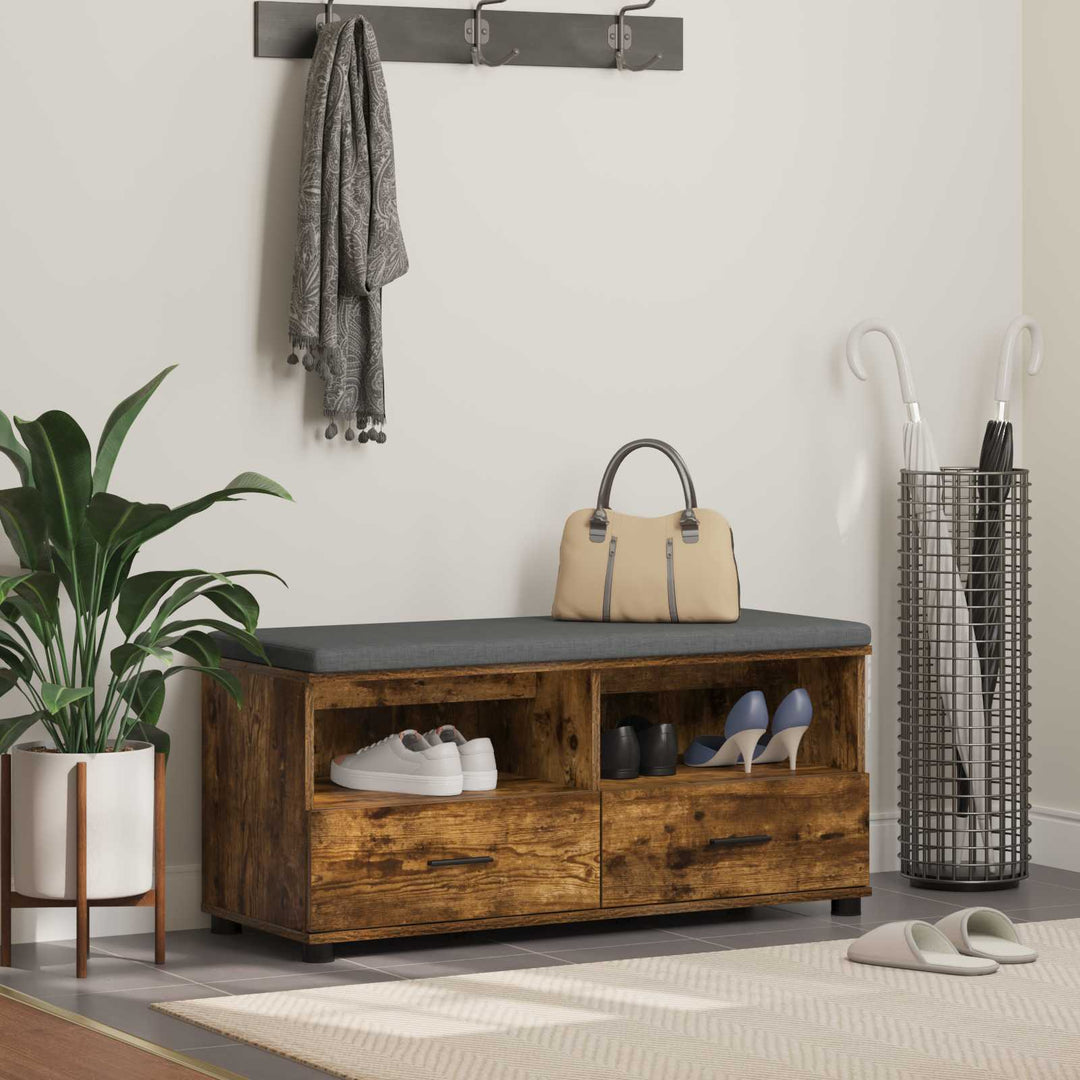 Hallbænk Røget Eg 100 x 38 x 46 cm Kunstigt træ og stof