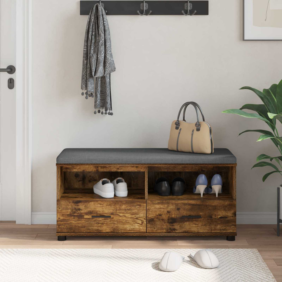 Hallbænk Røget Eg 100 x 38 x 46 cm Kunstigt træ og stof