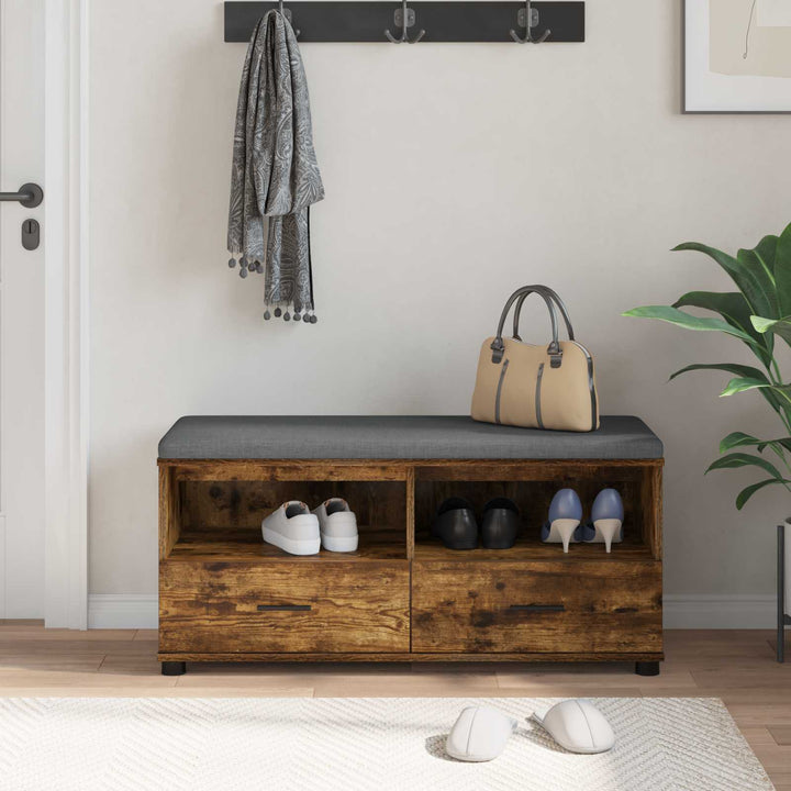 Hallbænk Røget Eg 100 x 38 x 46 cm Kunstigt træ og stof