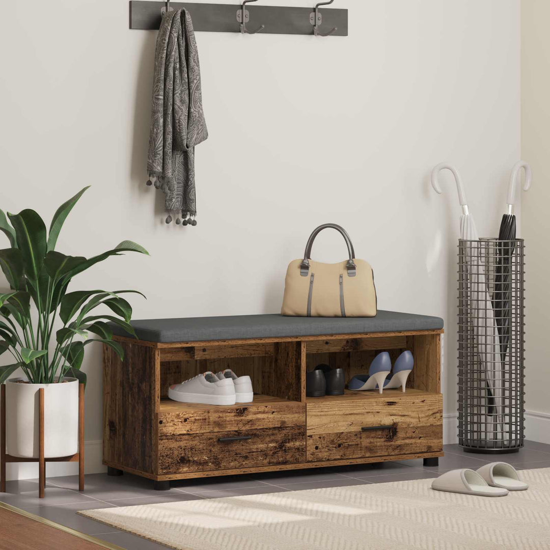 Hallbænk Gammelt træ 100 x 38 x 46 cm Kunstigt træ og stof