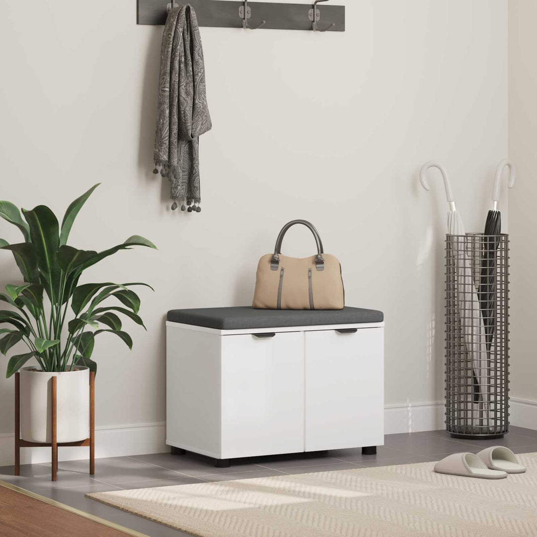 Hallbænk med pude Hvid 60 x 38 x 46 cm Kunstigt træ og stof