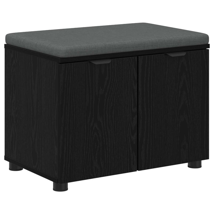 Hallbænk med pude Sort Eg 60 x 38 x 46 cm Kunstigt træ og stof