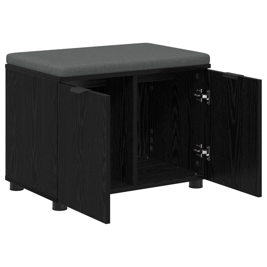 Hallbænk med pude Sort Eg 60 x 38 x 46 cm Kunstigt træ og stof