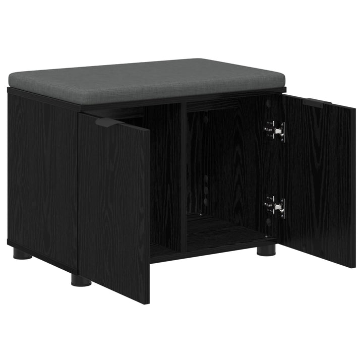 Hallbænk med pude Sort Eg 60 x 38 x 46 cm Kunstigt træ og stof