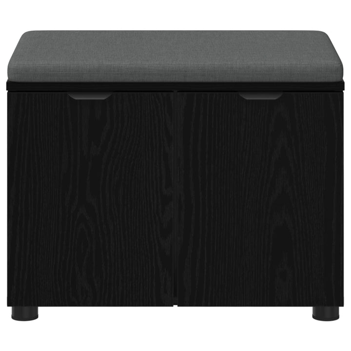 Hallbænk med pude Sort Eg 60 x 38 x 46 cm Kunstigt træ og stof