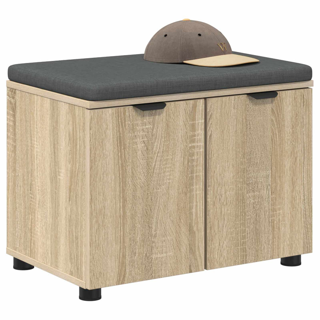 Hallbænk med dør Sonoma eg 60 x 38 x 46 cm Kunstigt træ og stof
