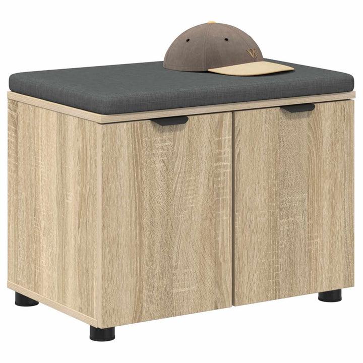 Hallbænk med dør Sonoma eg 60 x 38 x 46 cm Kunstigt træ og stof