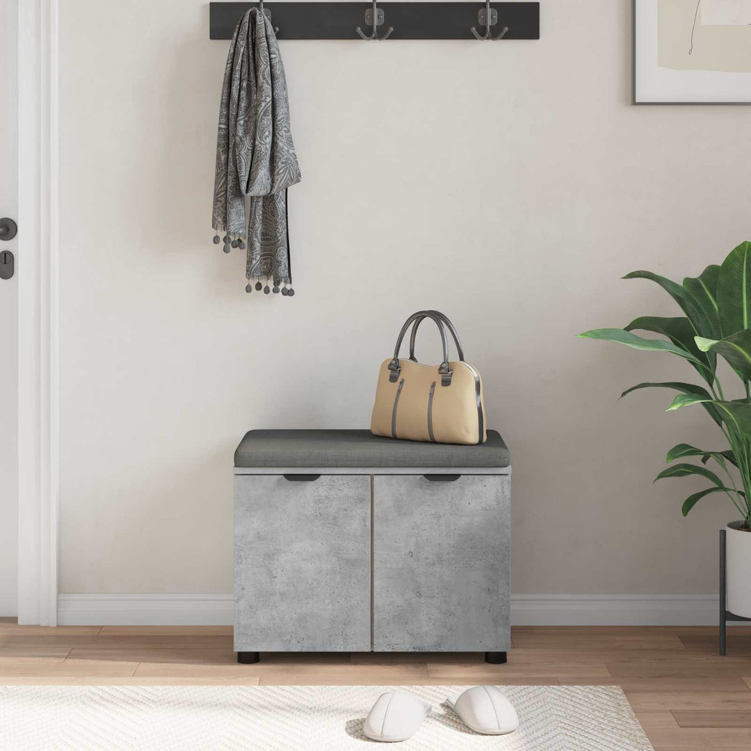 Hallbænk med pude BetonGrå 60 x 38 x 46 cm Kunstigt træ og stof