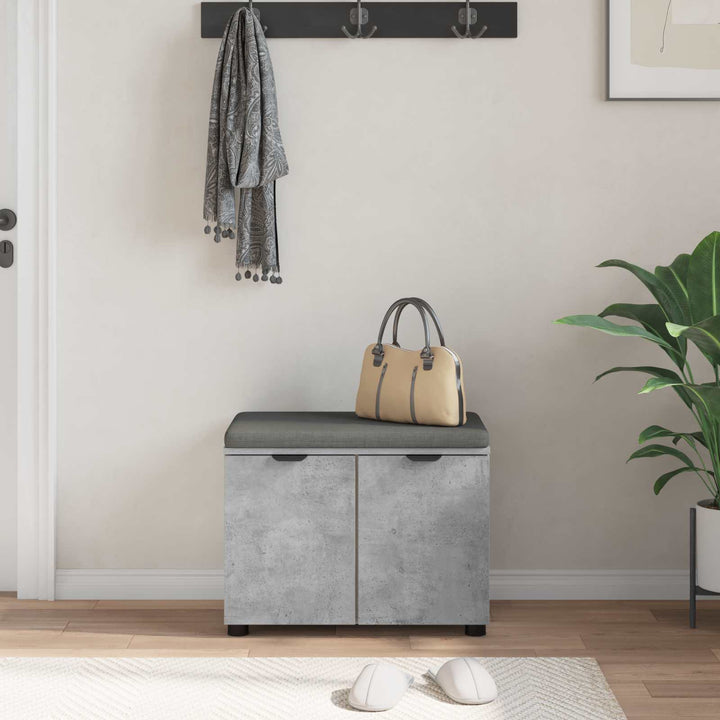 Hallbænk med pude BetonGrå 60 x 38 x 46 cm Kunstigt træ og stof