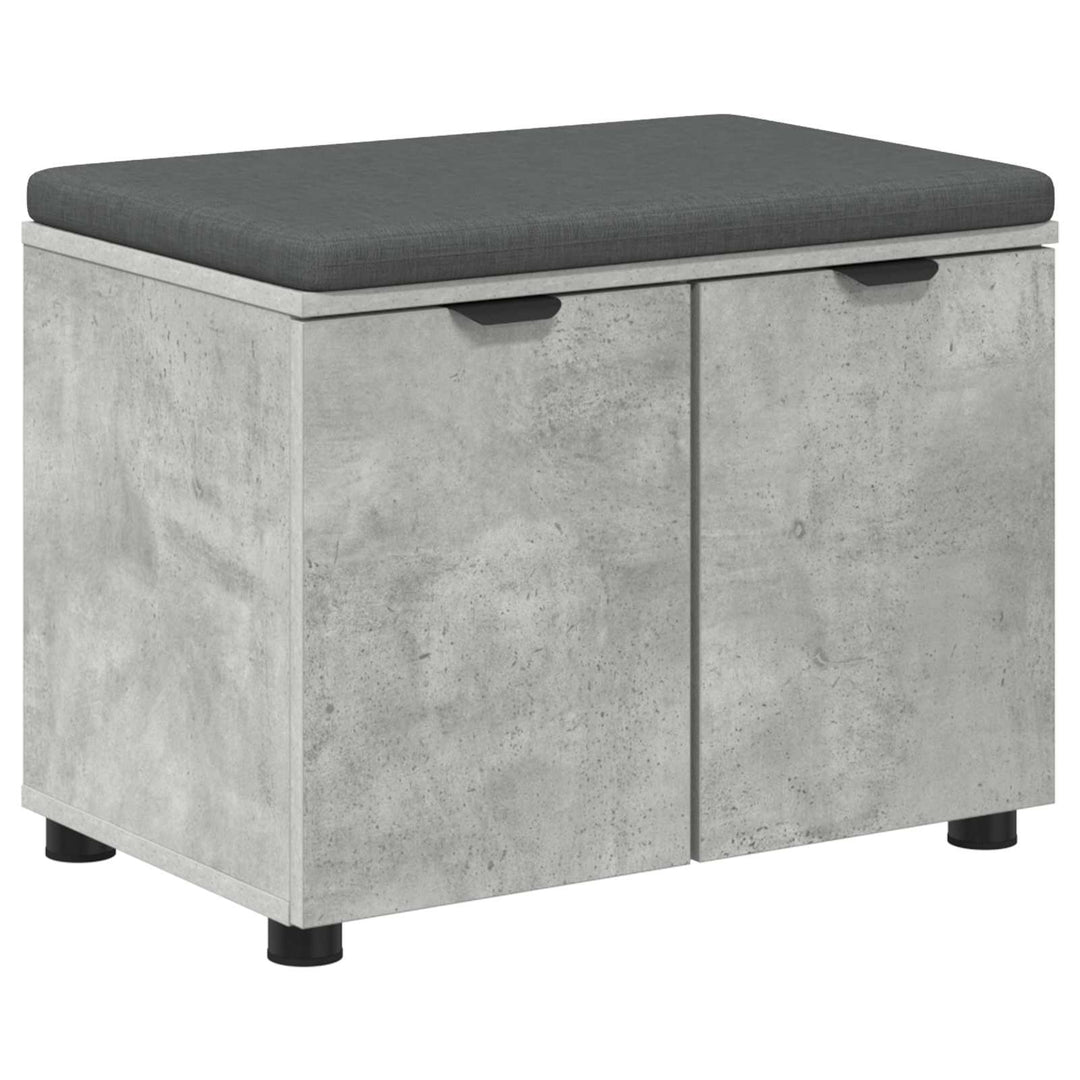 Hallbænk med pude BetonGrå 60 x 38 x 46 cm Kunstigt træ og stof