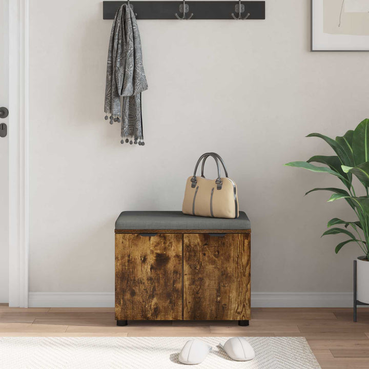 Hallbænk med pude Røget Eg 60 x 38 x 46 cm Kunstigt træ og stof