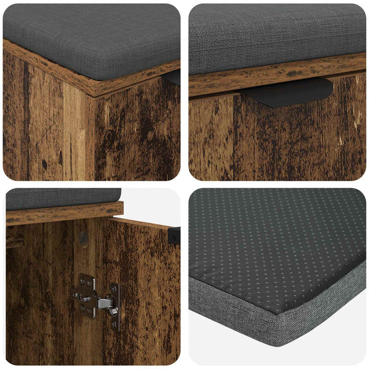 Hallbænk Gammelt træ 60 x 38 x 46 cm Kunstigt træ og stof