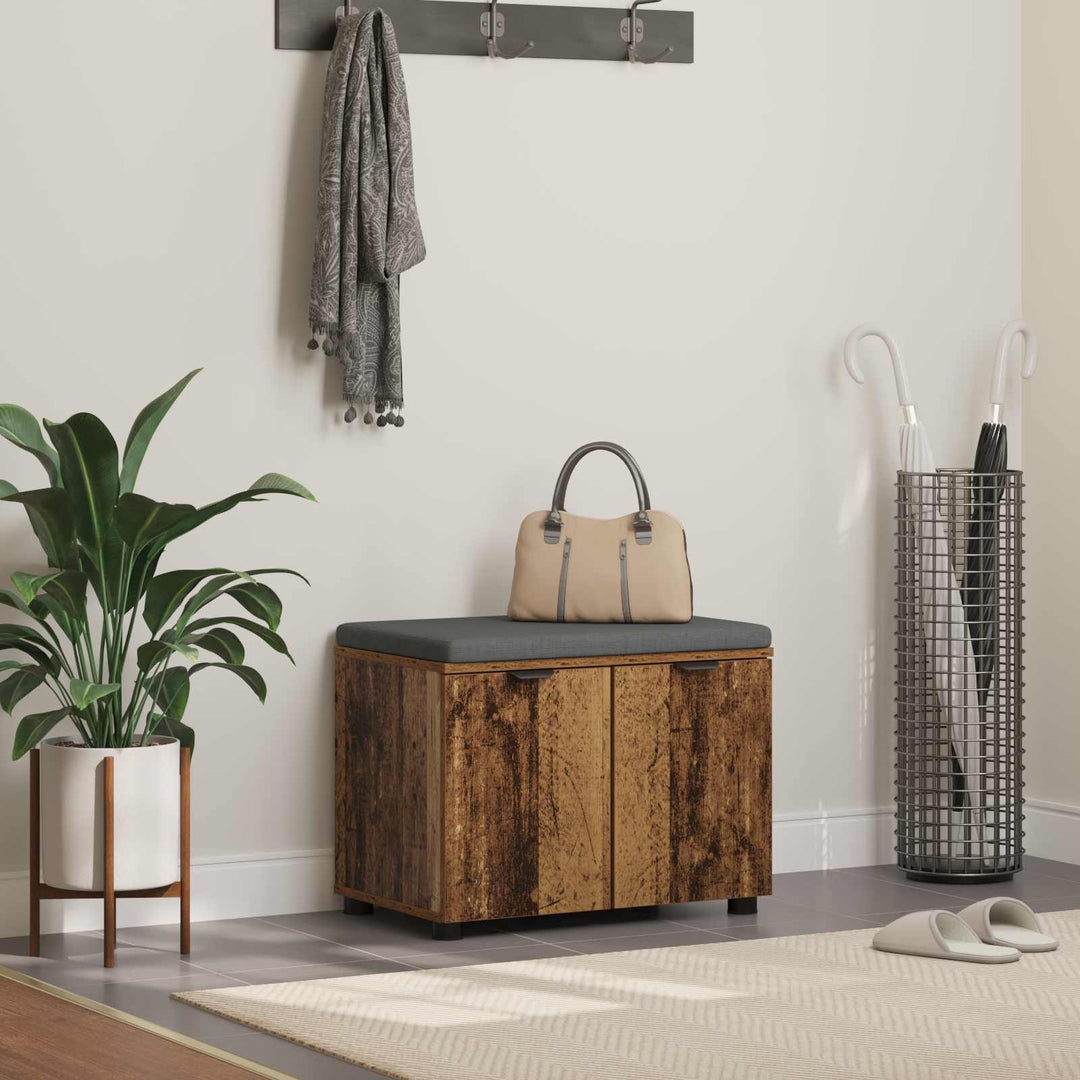Hallbænk Gammelt træ 60 x 38 x 46 cm Kunstigt træ og stof