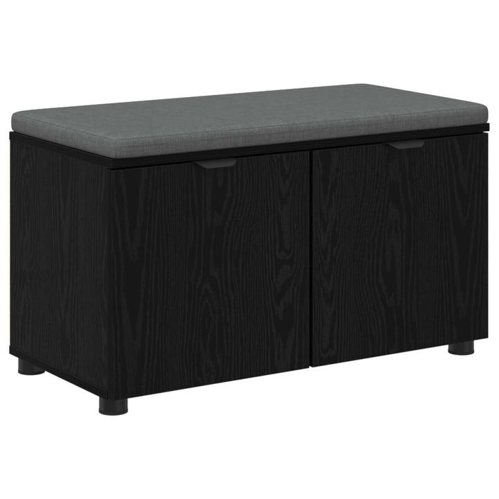 Hallbænk med pude Sort Eg 80 x 38 x 46 cm Kunstigt træ og stof