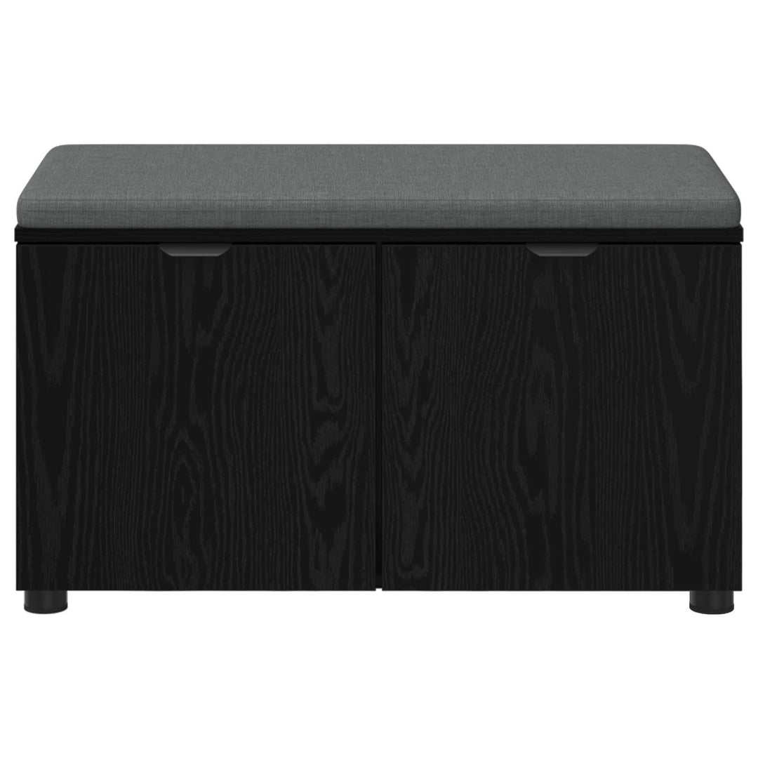 Hallbænk med pude Sort Eg 80 x 38 x 46 cm Kunstigt træ og stof