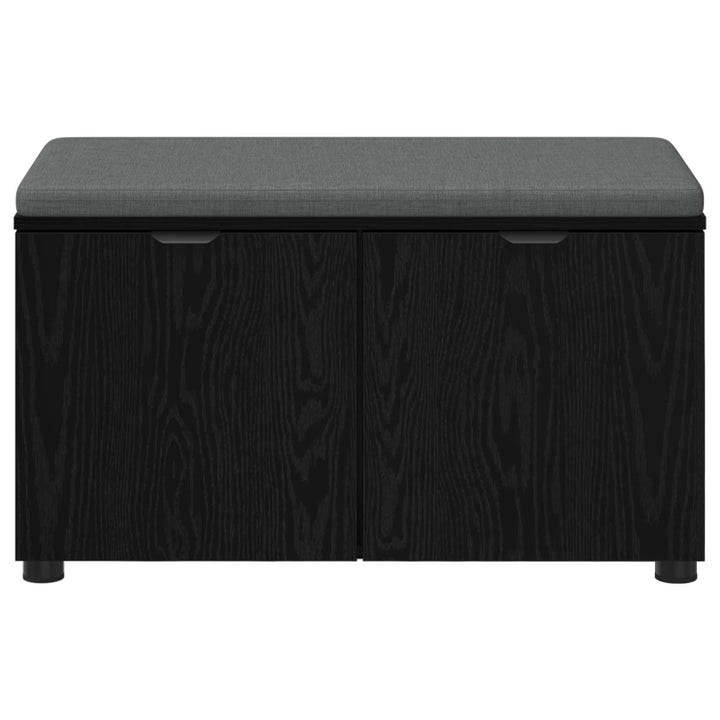 Hallbænk med pude Sort Eg 80 x 38 x 46 cm Kunstigt træ og stof