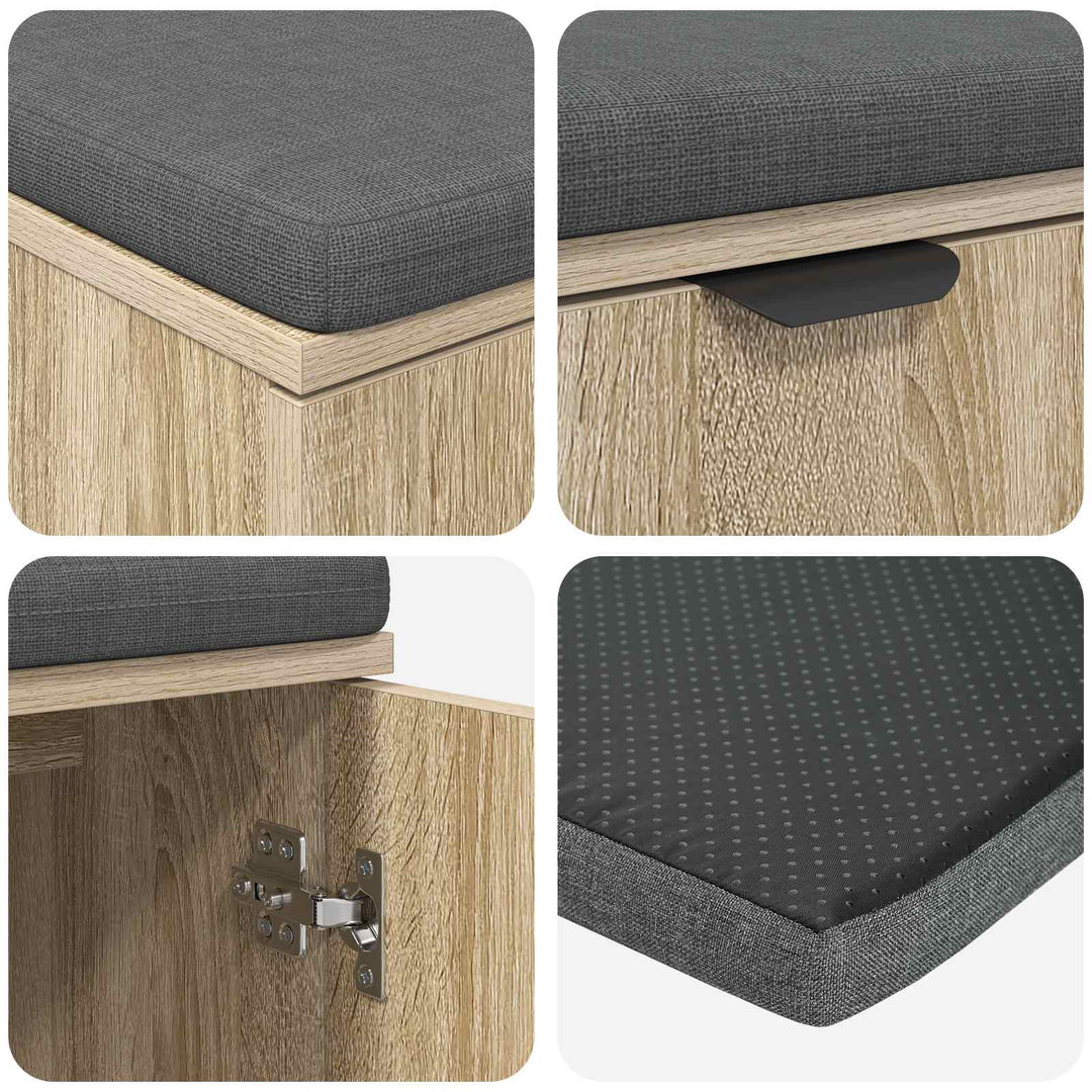 Hallbænk med dør Sonoma eg 80 x 38 x 46 cm Kunstigt træ og stof