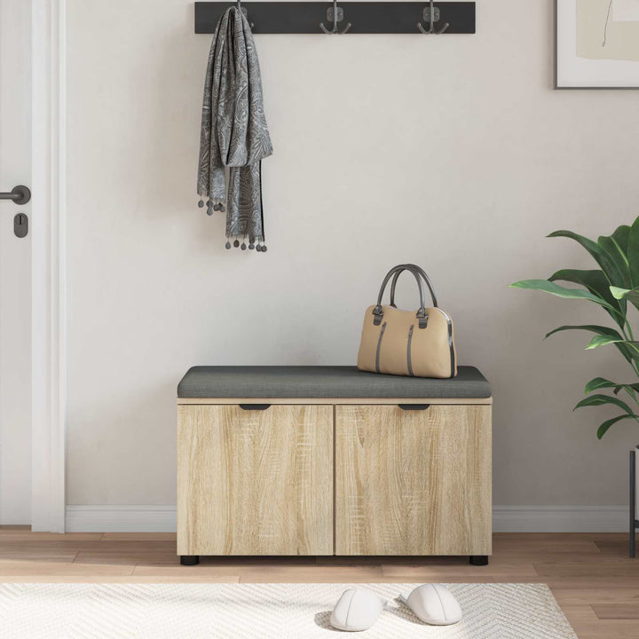 Hallbænk med dør Sonoma eg 80 x 38 x 46 cm Kunstigt træ og stof