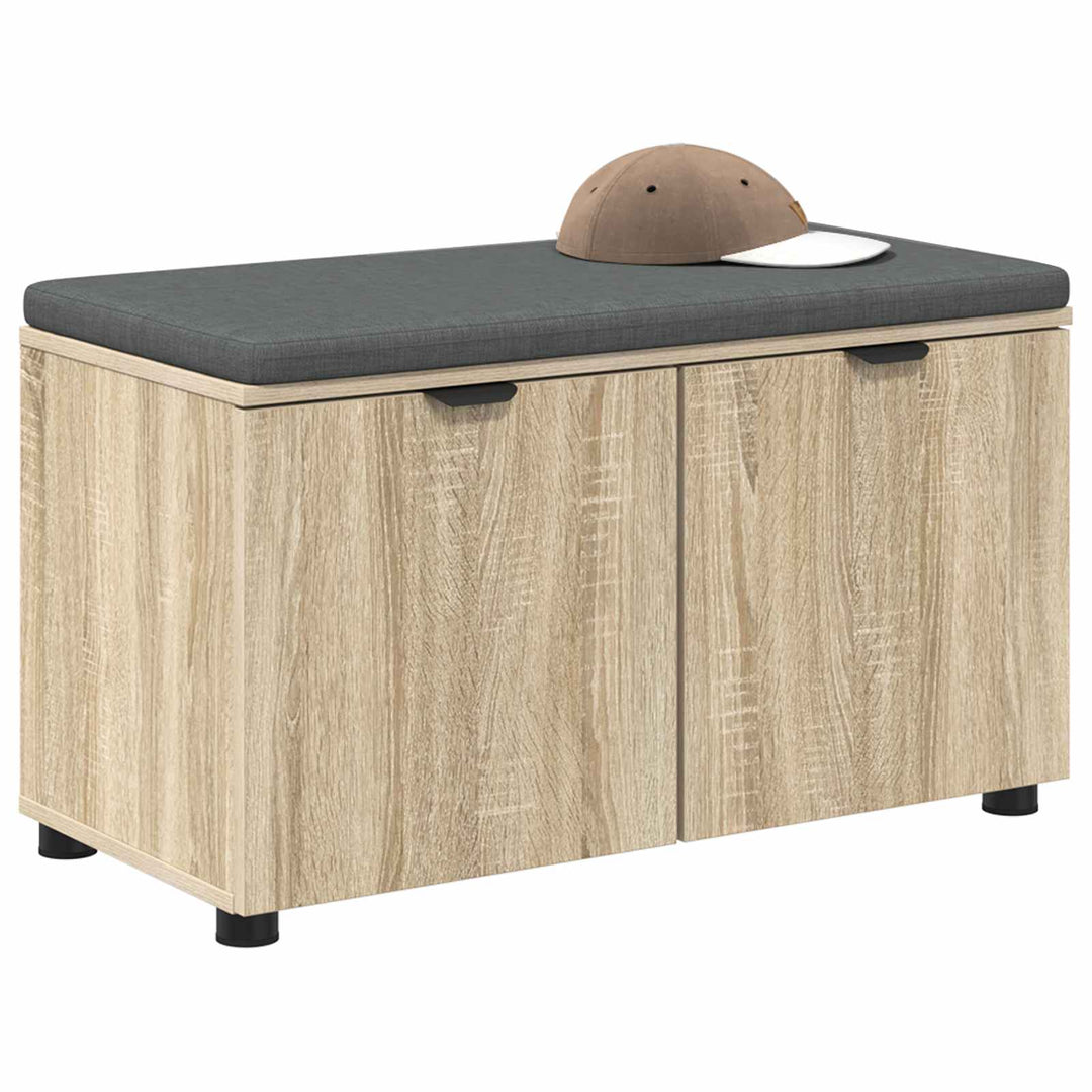 Hallbænk med dør Sonoma eg 80 x 38 x 46 cm Kunstigt træ og stof