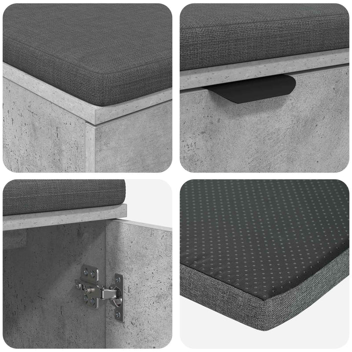 Hallbænk med pude BetonGrå 80 x 38 x 46 cm Kunstigt træ og stof