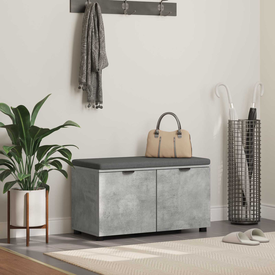 Hallbænk med pude BetonGrå 80 x 38 x 46 cm Kunstigt træ og stof