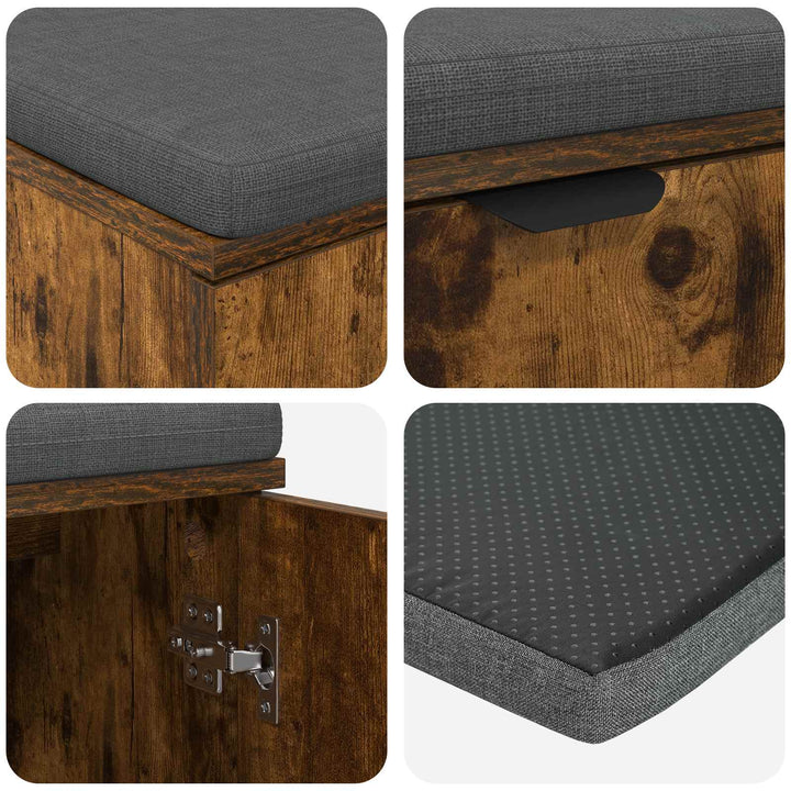 Hallbænk med pude Røget Eg 80 x 38 x 46 cm Kunstigt træ og stof
