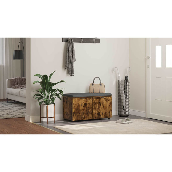 Hallbænk med pude Røget Eg 80 x 38 x 46 cm Kunstigt træ og stof