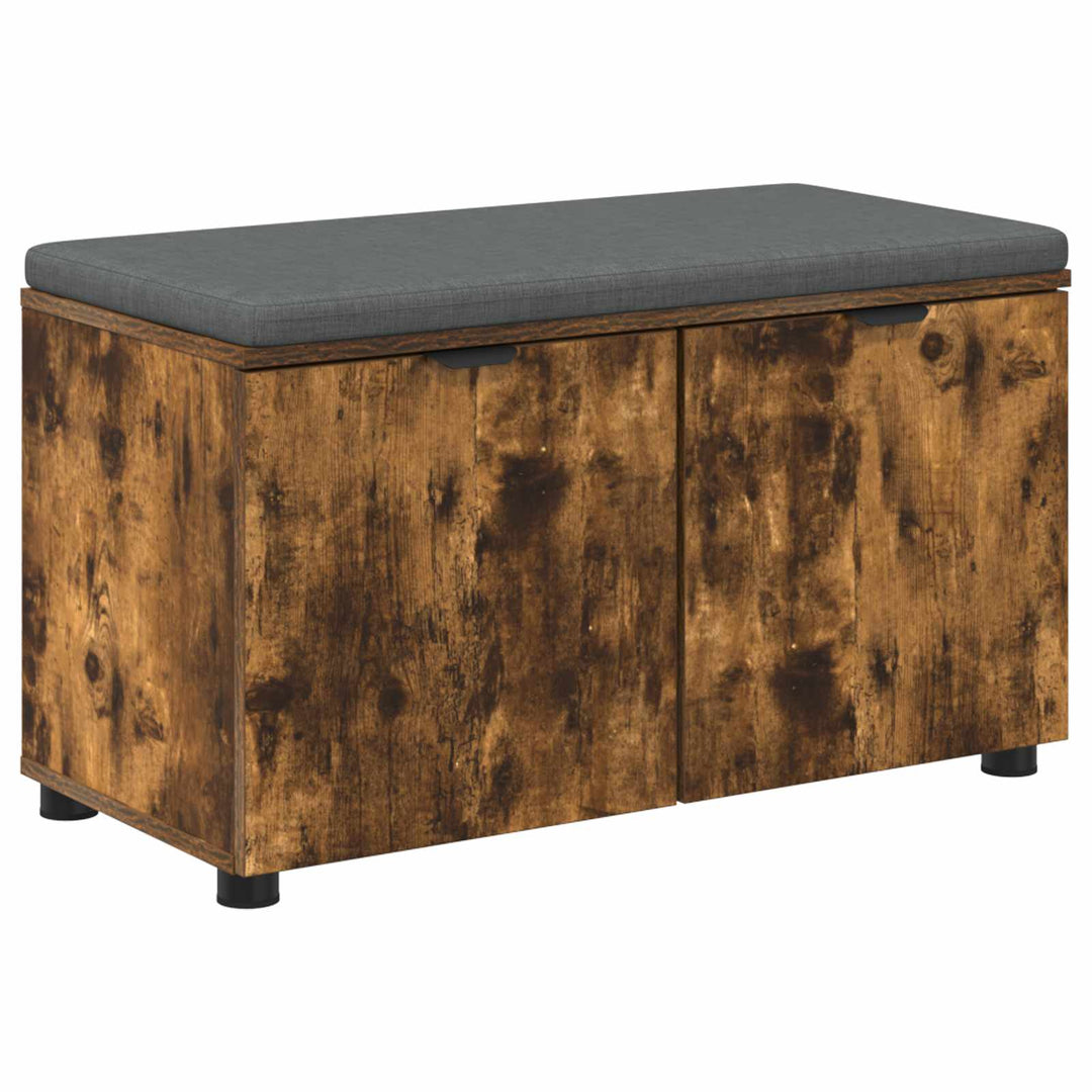 Hallbænk med pude Røget Eg 80 x 38 x 46 cm Kunstigt træ og stof