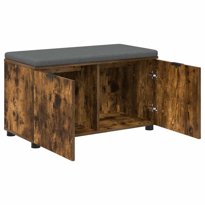 Hallbænk med pude Røget Eg 80 x 38 x 46 cm Kunstigt træ og stof