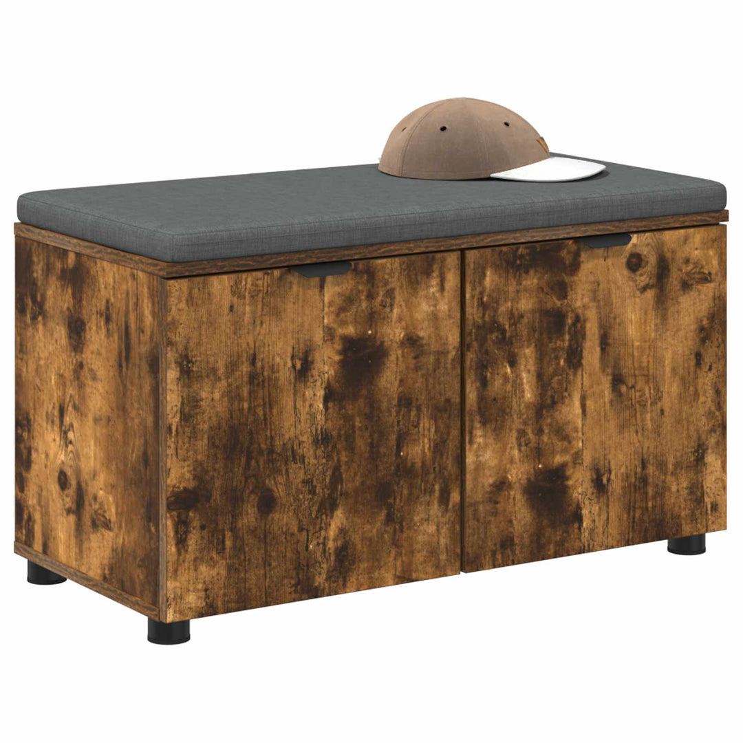 Hallbænk med pude Røget Eg 80 x 38 x 46 cm Kunstigt træ og stof
