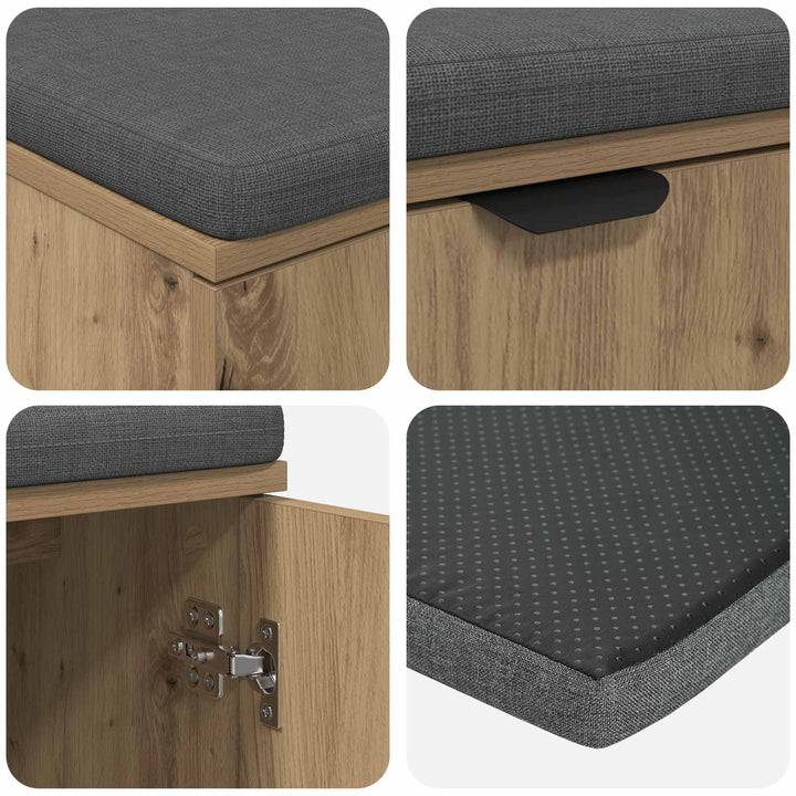 Hallbænk Artisan Eg 80 x 38 x 46 cm Kunstigt træ og stof